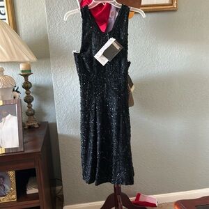 Beaded Indian silk black formal dress